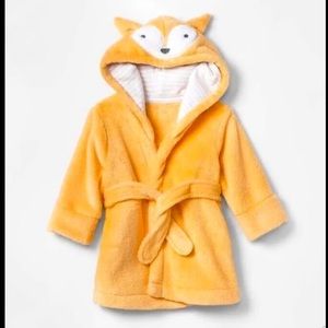 Cloud Island Fox Plush Hooded Bath Robe baby Orange 6-9 months small unisex